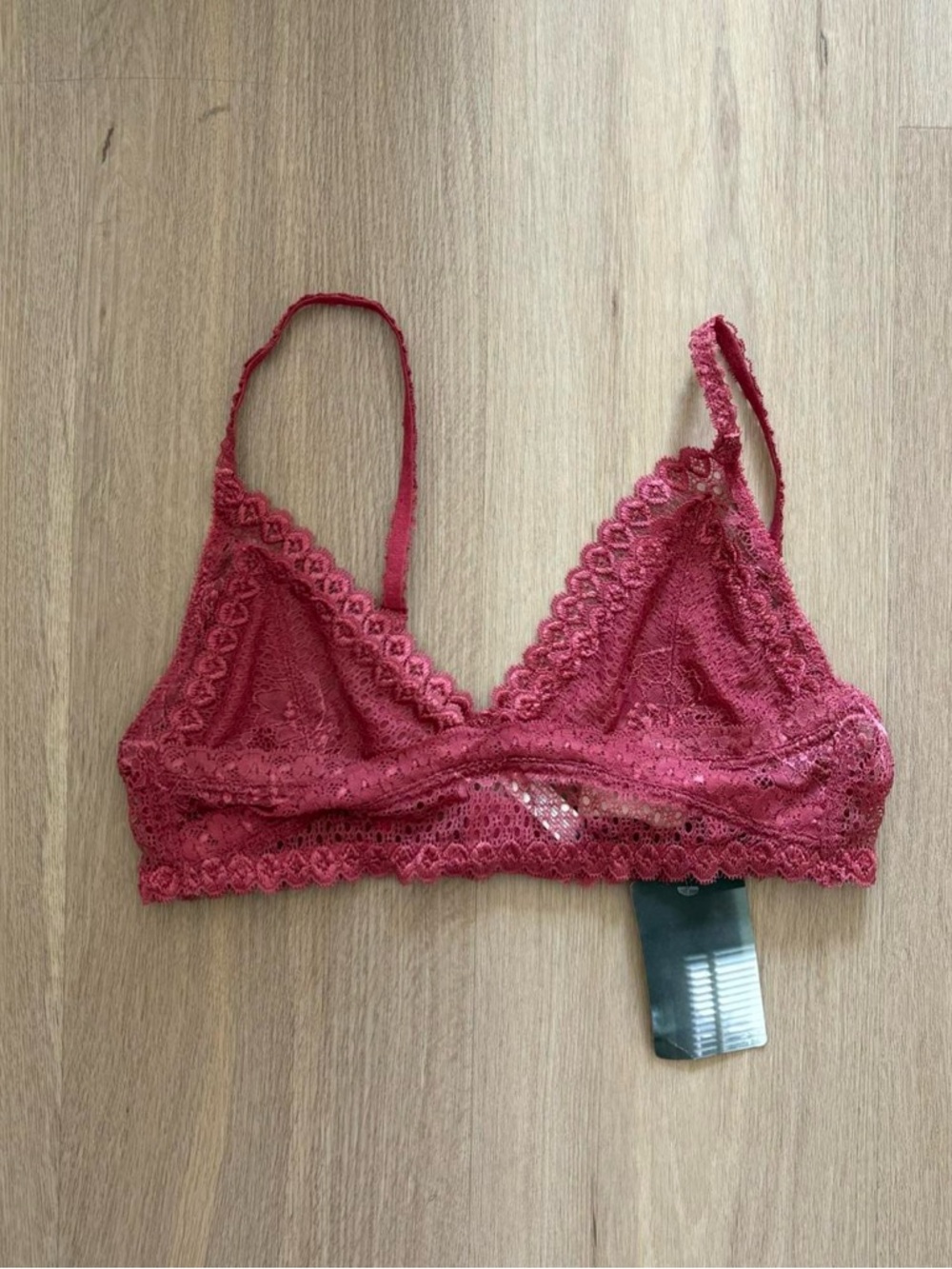 NWT size L dark rose pink lace bralette